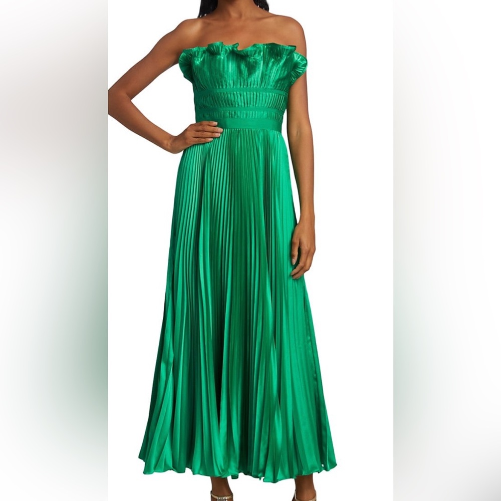 AMUR green pleated dress
